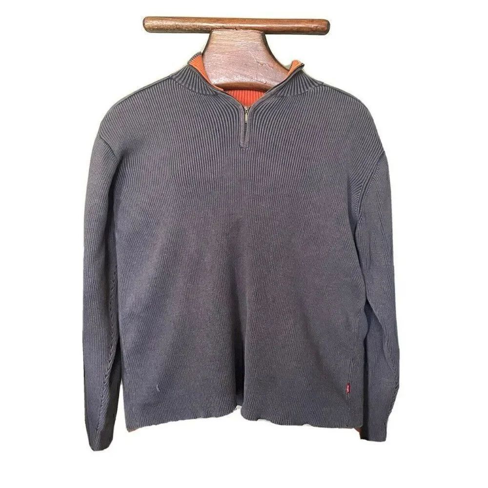LEVI'S STRAUSS Vintage 1/4 Zip Pullover Sweater Mens XL Ribbed Sweatshirt